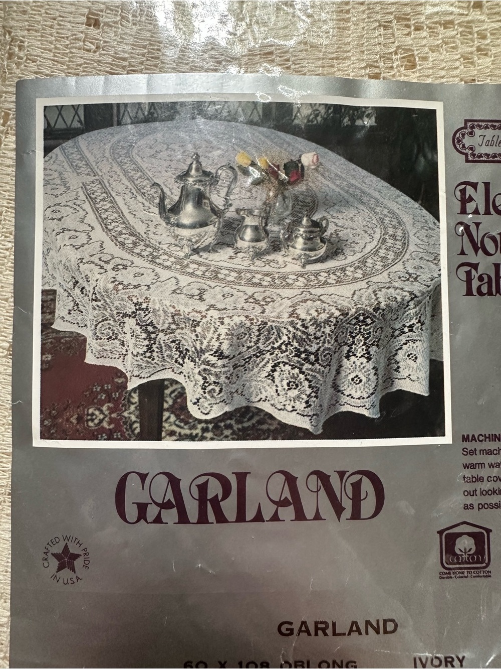NWT Garland Elegant Nottingham Lace Oblong Made In USA Cotton